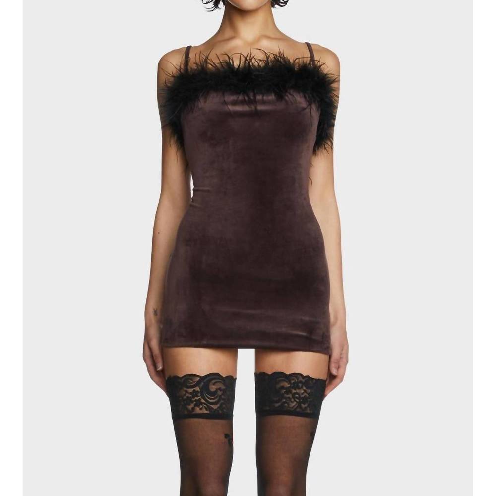 NEW PRETTY GARBAGE drama queen mini dress in brown